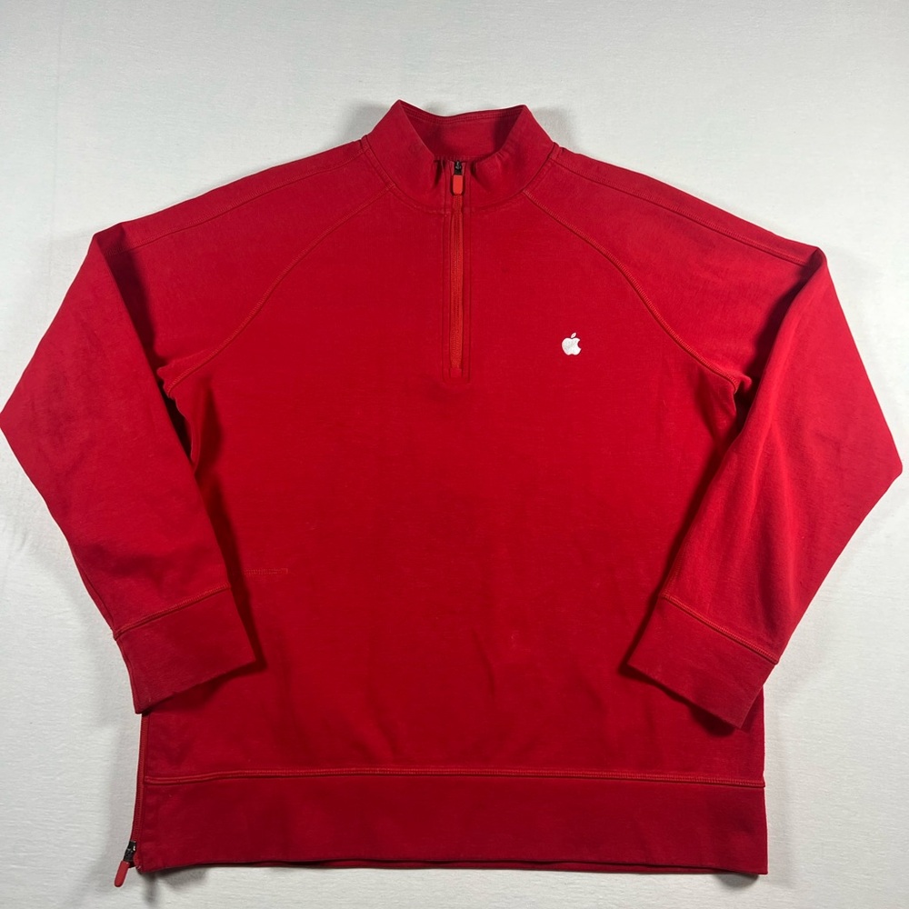 Apple Store Employee Red 1/4 Zip Pullover Sweatshirt Men Size Large